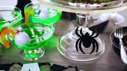 Sticker - Food table arrangement prepared for Halloween party