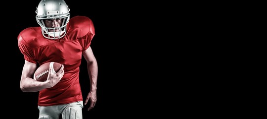 Poster - Composite image of american football player running with ball