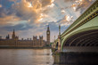 Big Ben, Parliament and Westminster bridge with beautiful sky, London, UK