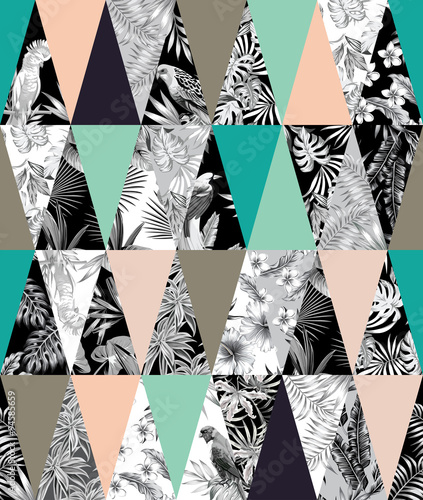 Naklejka dekoracyjna tropical patchwork seamless background