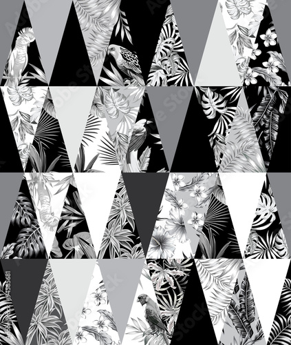 Nowoczesny obraz na płótnie tropical patchwork seamless background