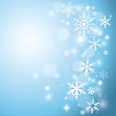 Wall Mural - Winter background with snowflakes on blue