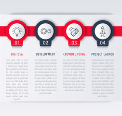 Canvas Print - Startup infographic design elements, steps, timeline, vector illustration