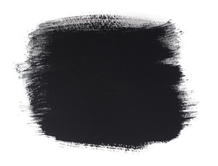 Watercolor black smear isolated on white background.