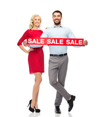 Sticker - happy couple with red sale sign