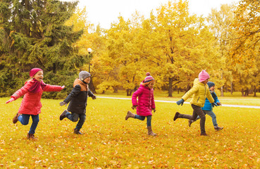 Sticker - group of happy little kids running outdoors