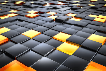 Wall Mural - black and orange glass cubes