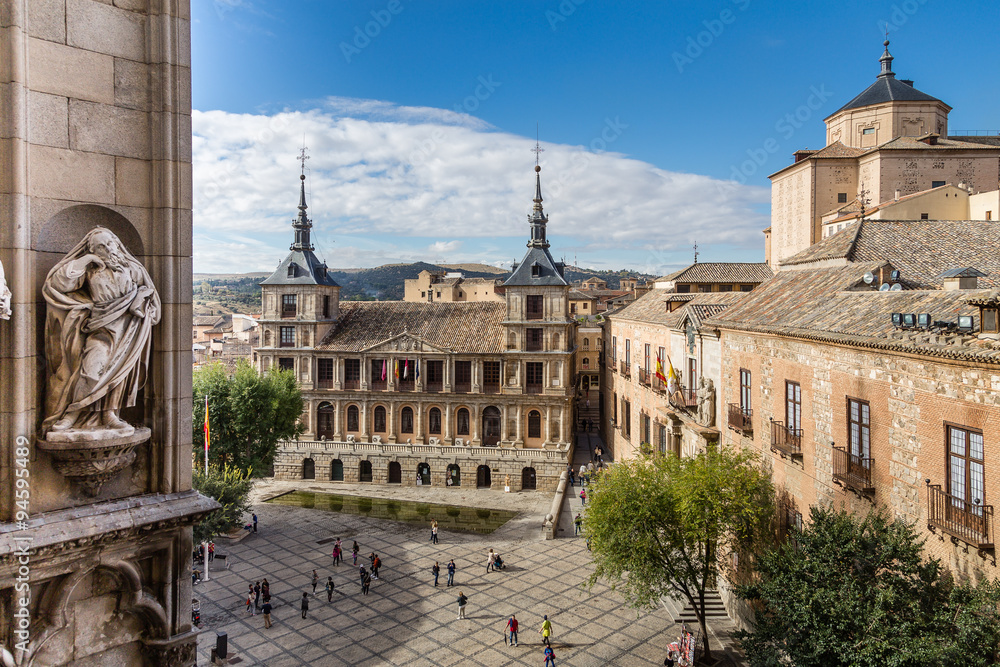 Ayuntamiento de Toledo visto desde la Catedral - obrazy, fototapety, plakaty 