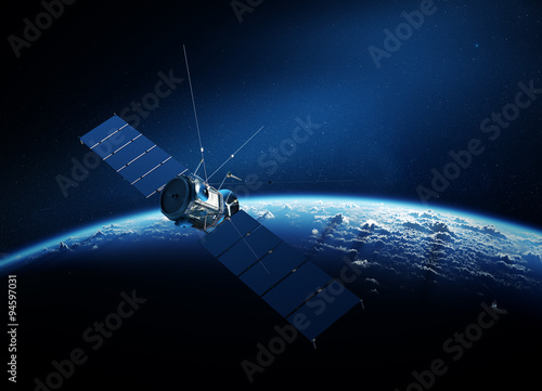 Fotomural Communications satellite orbiting earth