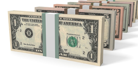 Wall Mural - Different dollar bank notes.