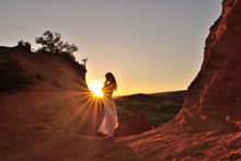 Woman In Prayer In The Sun, Colorado Provencal, Rustrel, France