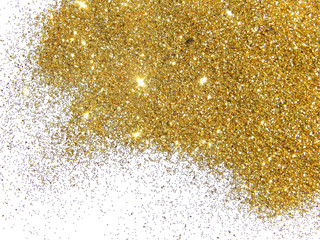 Wall Mural - Golden glitter sparkle on white background