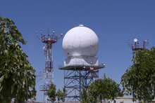 Radar Dome. Air Traffic Network At Airport Madrid, Spain