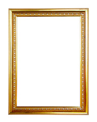 The antique gold frame on the white background