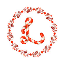 L Letter Christmas Candy With Wreath
