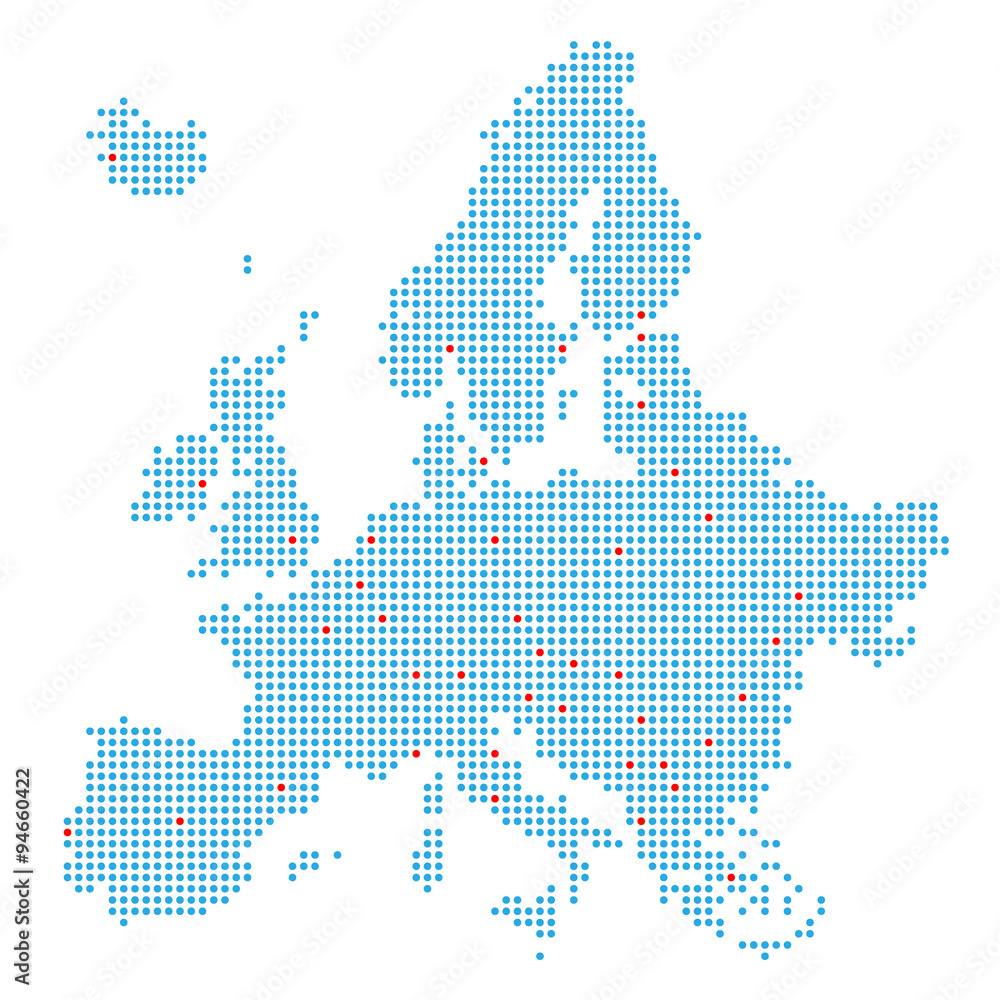 Europa gepunktet mit Hauptstädten - obrazy, fototapety, plakaty 