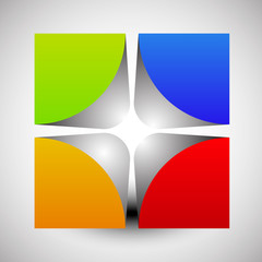 Poster - Divided, colorful cube with rounded inner corners. Abstract 3d v