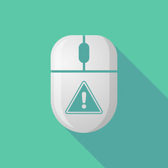 Sticker - Wireless long shadow mouse icon with a warning signal