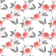 Pattern of Roses 4. Watercolor background in vector