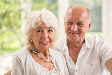 Wall Mural - Senior man looking at wife