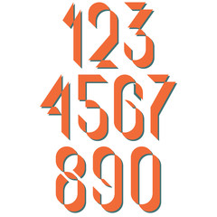 Wall Mural - numerals old style, set numbers retro poster or card, mockup design elements for vintage wedding inv