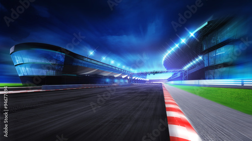 Fotografía race course with and main stadium at motion blur