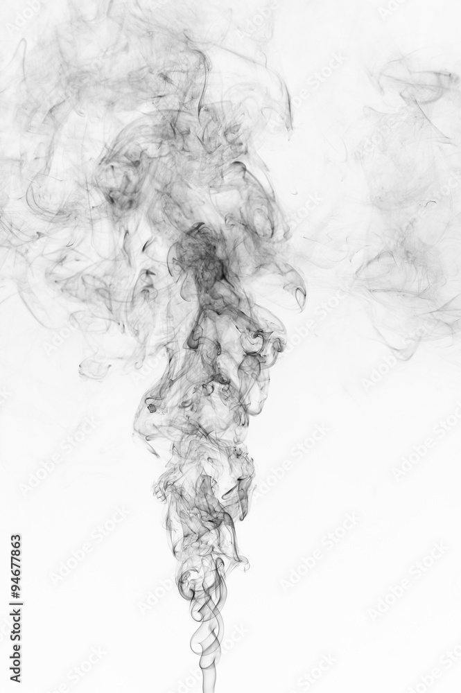 Abstract black smoke on a white background. Design element. Abstract ...