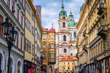 Wall Mural - Historical baroque buildings in the center of Prague, Czech Repu