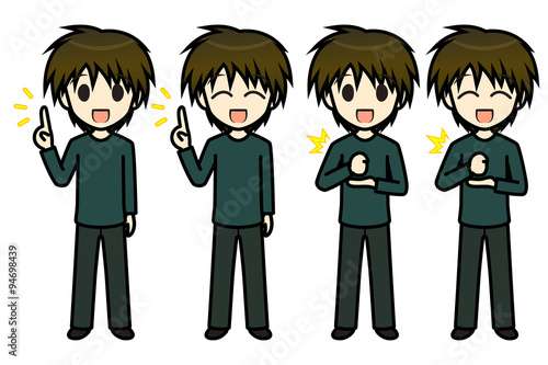 シンプルキャラクター 会話 表情イラスト集 私服 冬 男性 要点 納得 Stock Illustration Adobe Stock