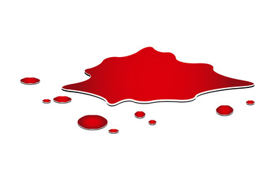 Wall Mural - blood puddle, murder place, drop, blots, stain, red plash od blood. Vector illustration isolated on white background.