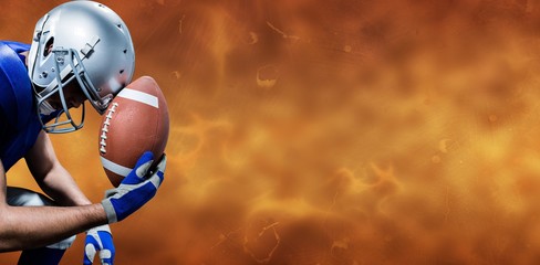 Wall Mural - Composite image of american football player with ball