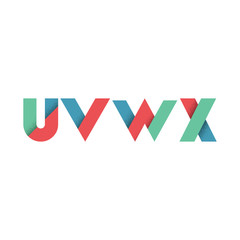 Wall Mural - U V W X - Abstract Flat Alphabet from Geometric Shapes with Grun