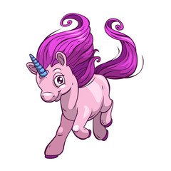 Poster - Little cute cartoon fantasy unicorn