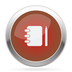Wall Mural - White Note Book icon on red web app button