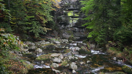 Wall Mural - Szklarka stream in autumn, Karkonoski National Park, Poland