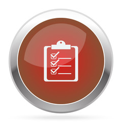 Wall Mural - White Clipboard Checklist icon on red web app button
