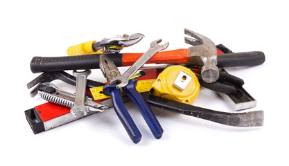 work tool heap on white background