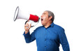 © asierromero - portrait of mature man shouting with the megaphone