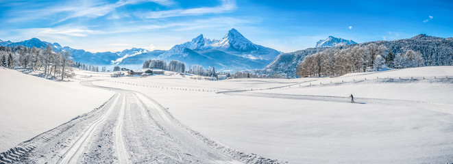 Wall Mural - winter landscape in the bavarian alps with watzmann massif, germany