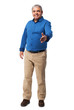 © asierromero - full body mature man greeting over white background