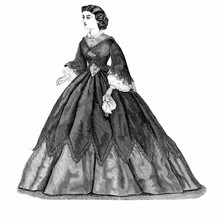 Black And White Illustration, Vintage Ladies Fashion, Berlin 1862