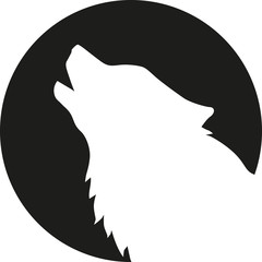 Sticker - Wolf head howling in front of the moon