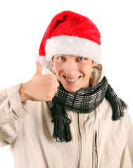 Wall Mural - Happy Young Man in Santa Hat