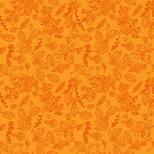 Fall, Autumn Or Thanksgiving Vector Flower Pattern - Seamless And Tileable