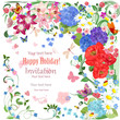 lovely invitation card with beautiful flowers and butterfly for