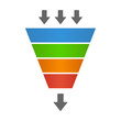 Sales lead funnel flat icon with arrows for presentation apps and websites