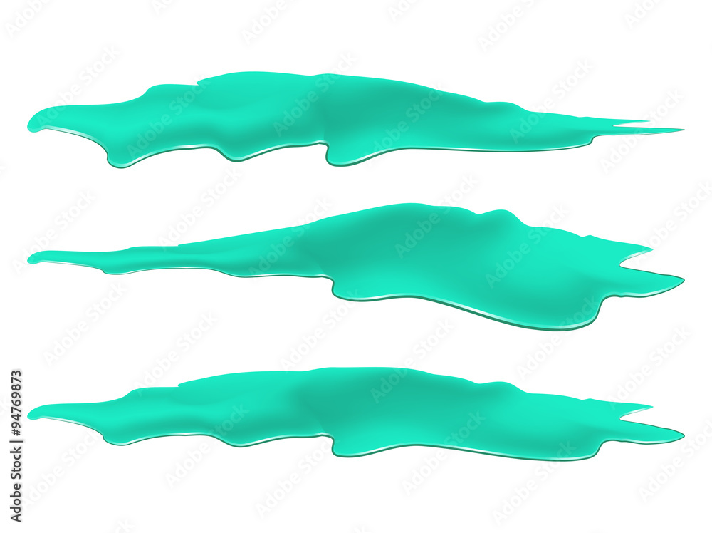 Puddle of water spill set. Blue stain, plash, drop. Vector illustration ...