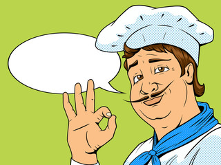 Wall Mural - Chef show okay sign pop art style vector