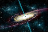 Fototapeta Pokój dzieciecy - A black hole in deep space pulls in the surrounding matter