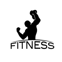 Bodybuilder Fitness Model with kettlebell silhouette vector desi